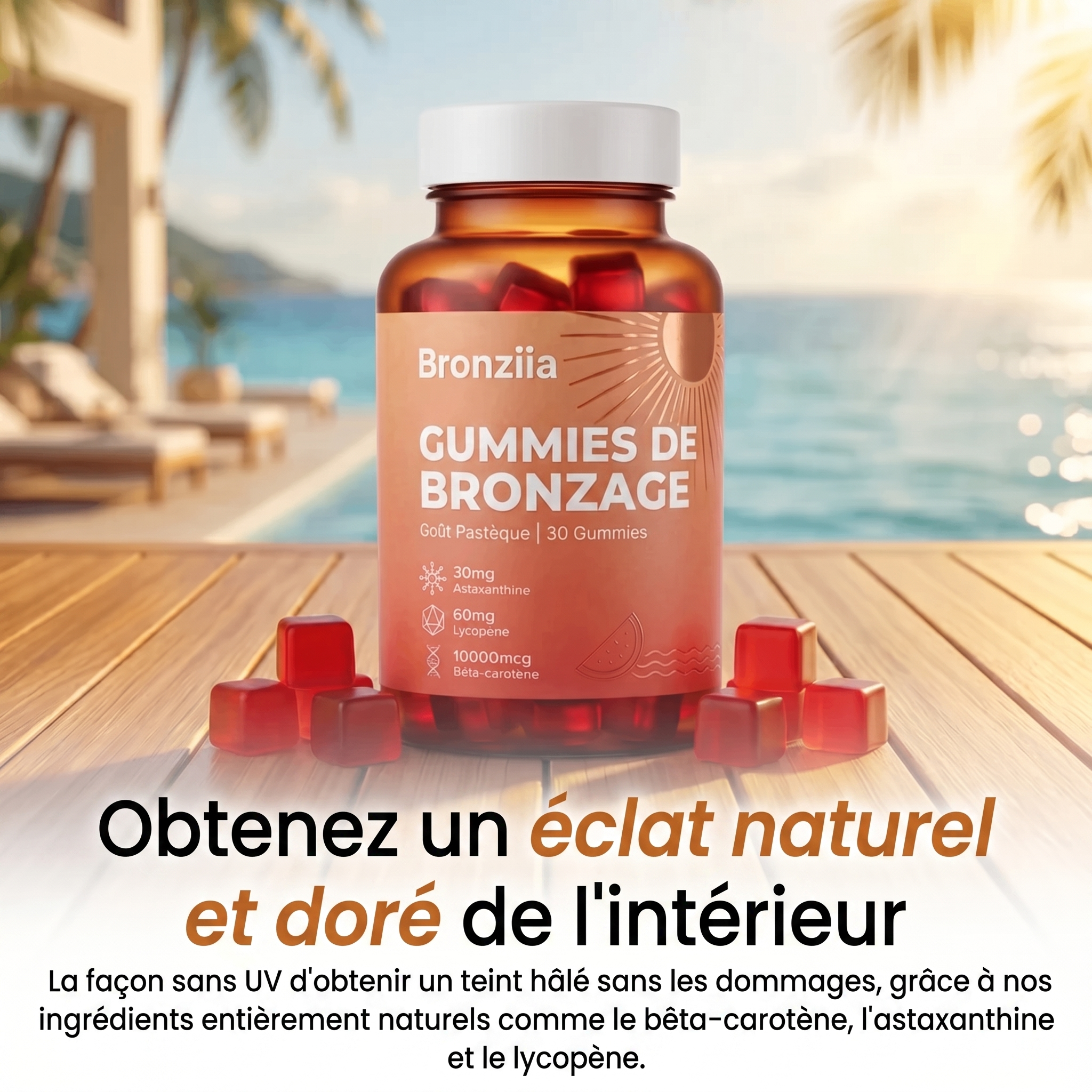 Bronziia™ Gummies Autobronzants - Bronzage naturel sans crème