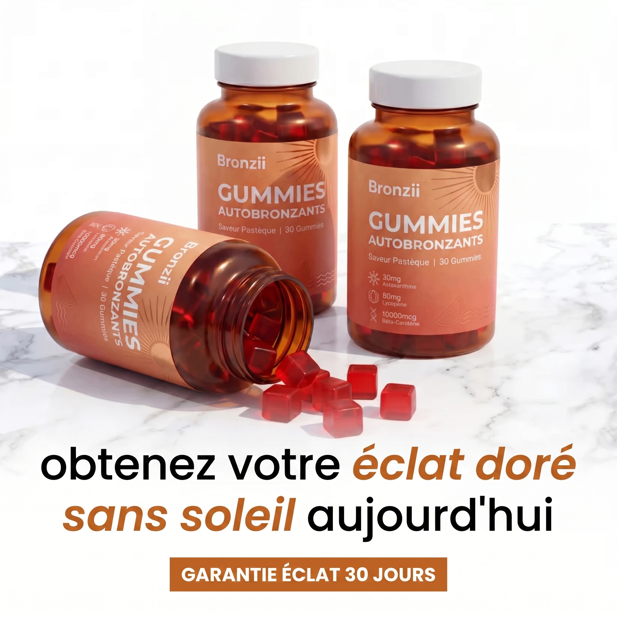 Bronziia™ Gummies Autobronzants - Bronzage naturel sans crème